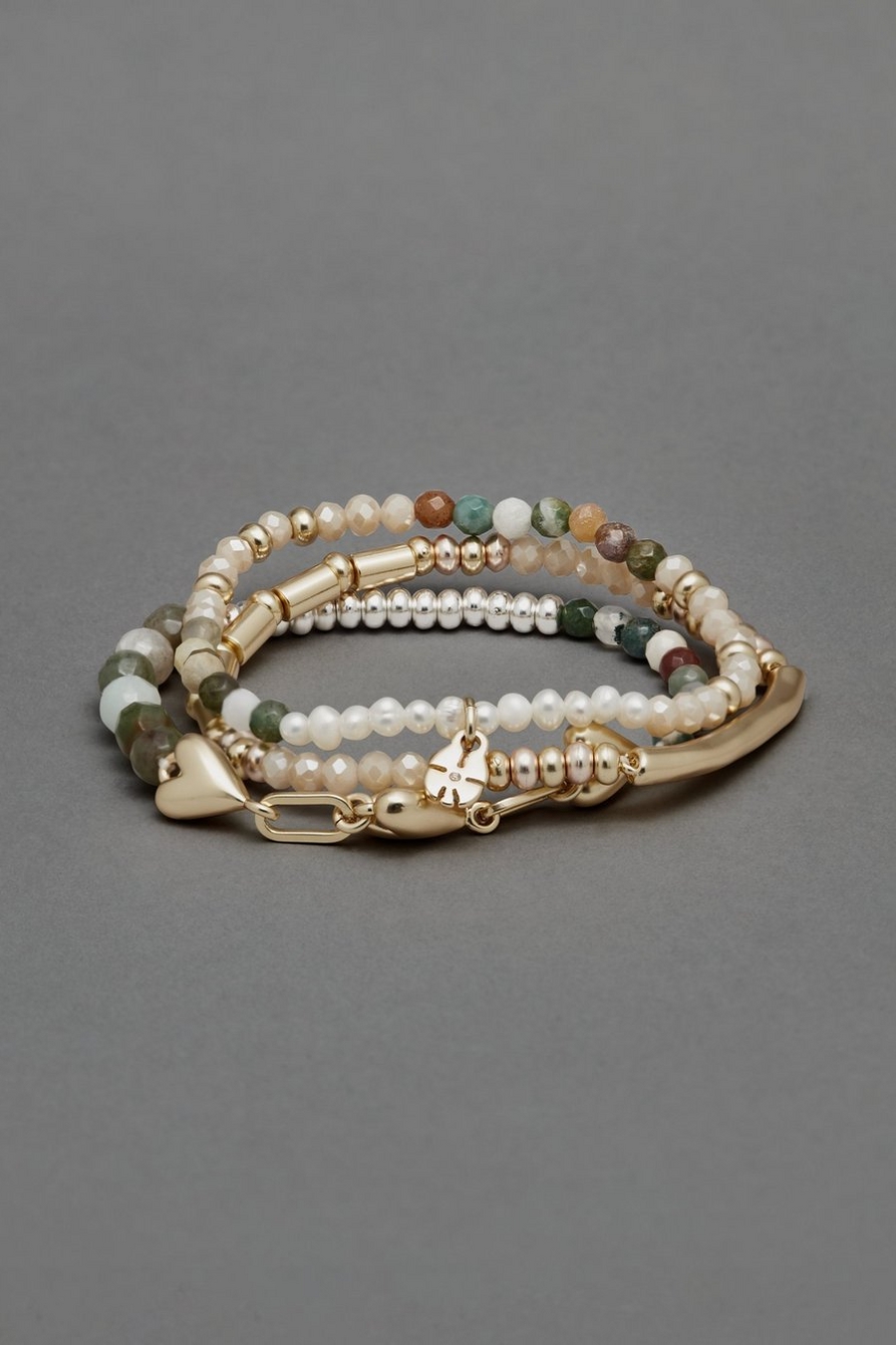 pearl heart bracelet set